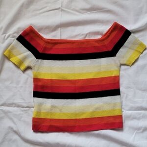 Forever 21 Vibrant Striped Off-Shoulder Crop Top